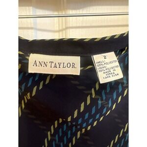 Ann Taylor Womens Vintage Navy Blue Geometric Print Chiffon Maxi Skirt